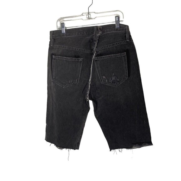 Frame Imaan X Frame Womens Charcoal Gray Mid Rise Denim Ripped Bermuda Shorts 25 - Picture 4 of 14